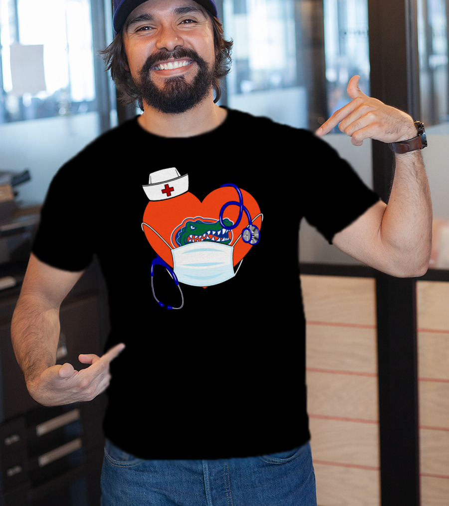 Heart Gators Nurse Healthcare Stethoscope Mask T-Shirt