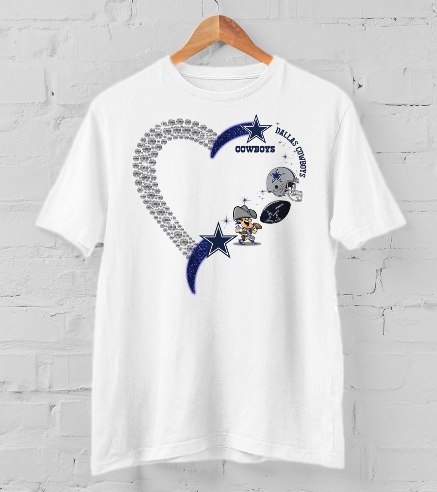 Dallas Cowboys Heart Logo With Star And Helmet T-Shirt