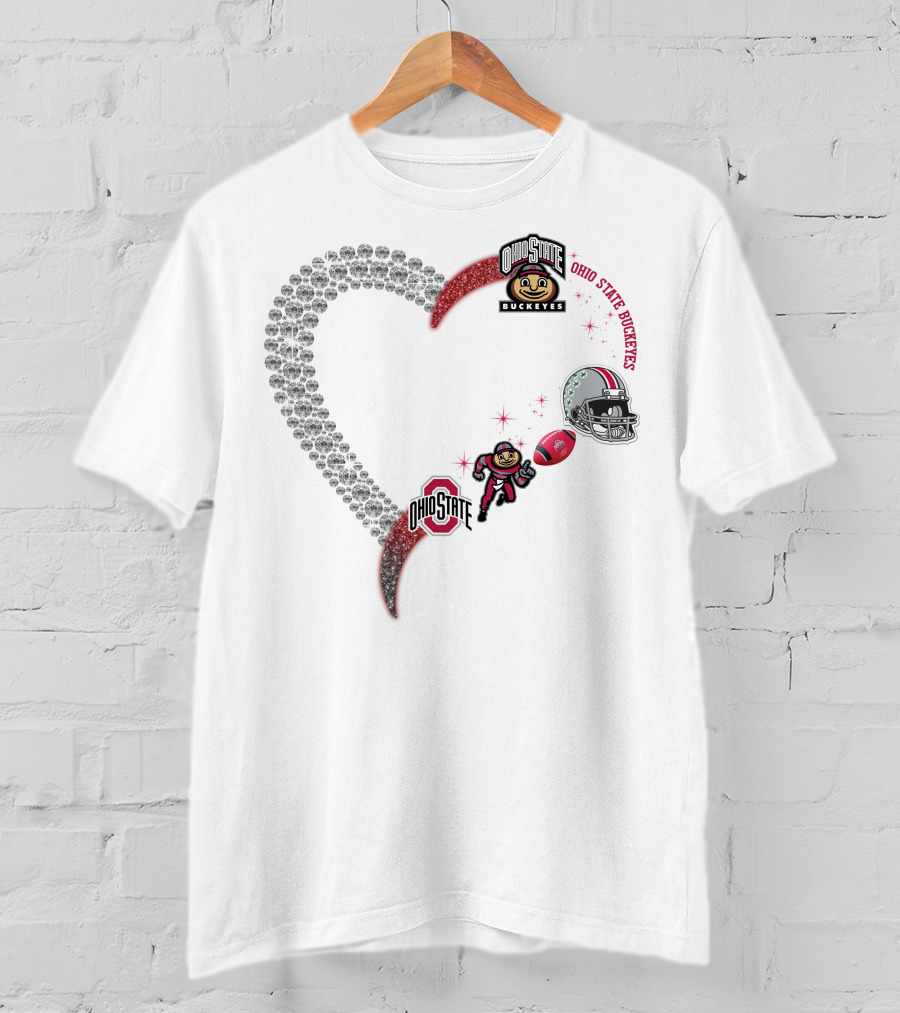 Ohio State Buckeyes Heart Brutus 1908 Football Helmet T-Shirt
