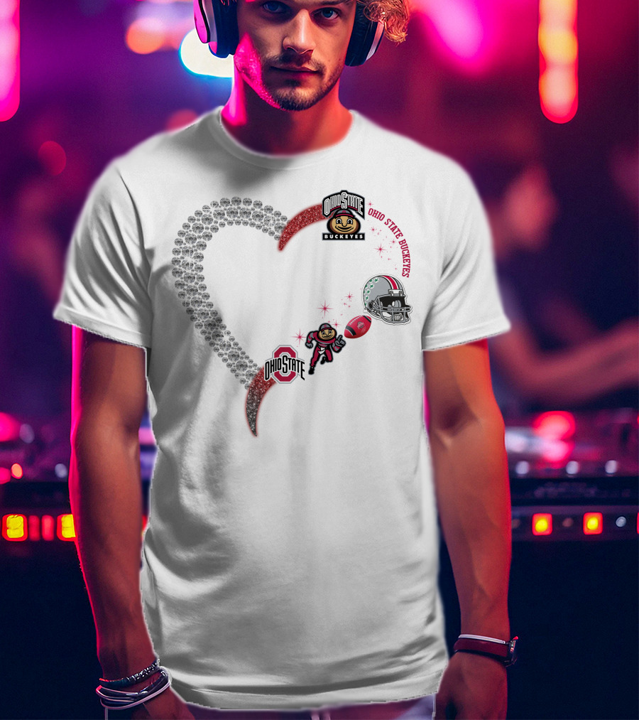 Ohio State Buckeyes Heart Brutus 1908 Football Helmet T-Shirt