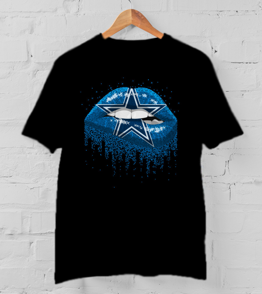 Dallas Cowboys Star Glitter Lips T-Shirt