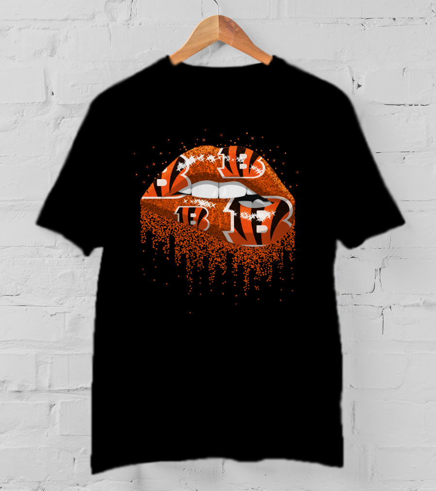Cincinnati Bengals Tiger Stripe Lips Pattern Fan Merchandise T-Shirt