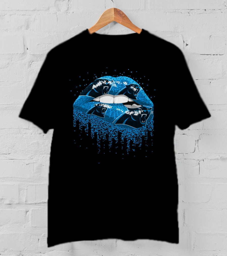 Carolina Panthers Glitter Lips Burst With Panther T-Shirt