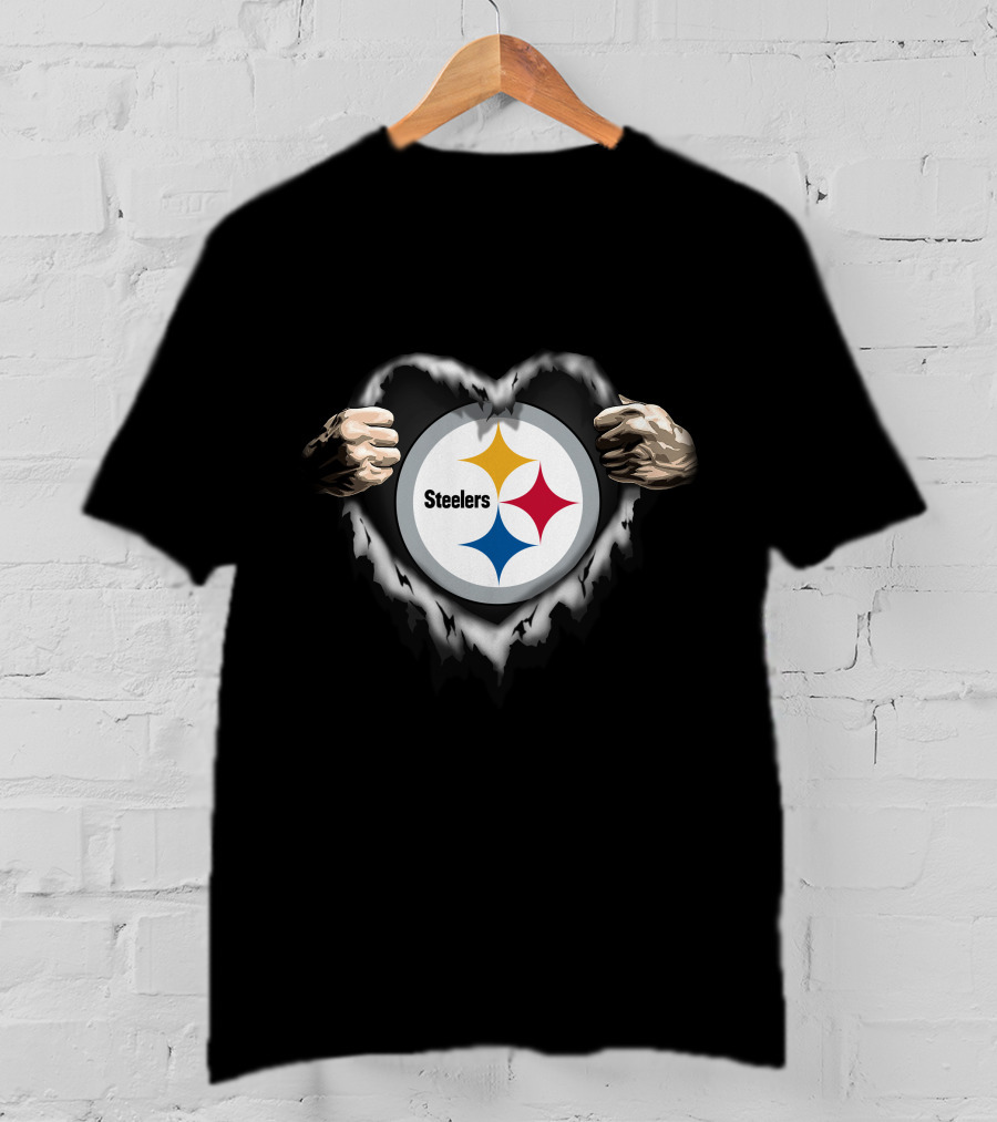 Pittsburgh Steelers Heart Ripped Open T-Shirt