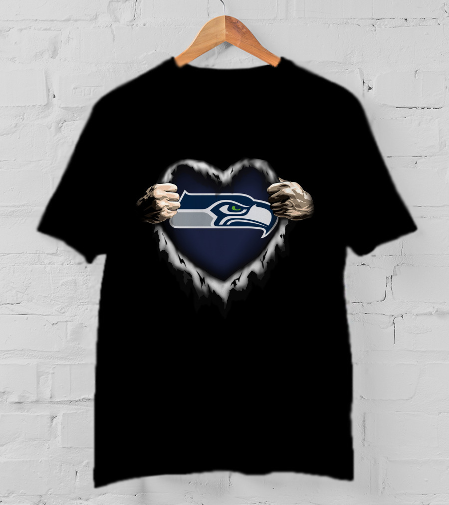Seattle Seahawks Ripped Heart T-Shirt