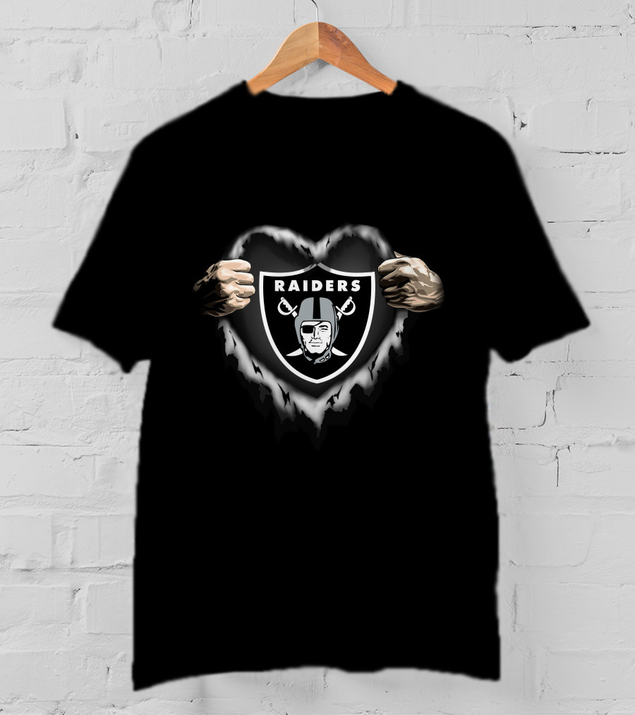 Las Vegas Raiders Ripped Heart T-Shirt