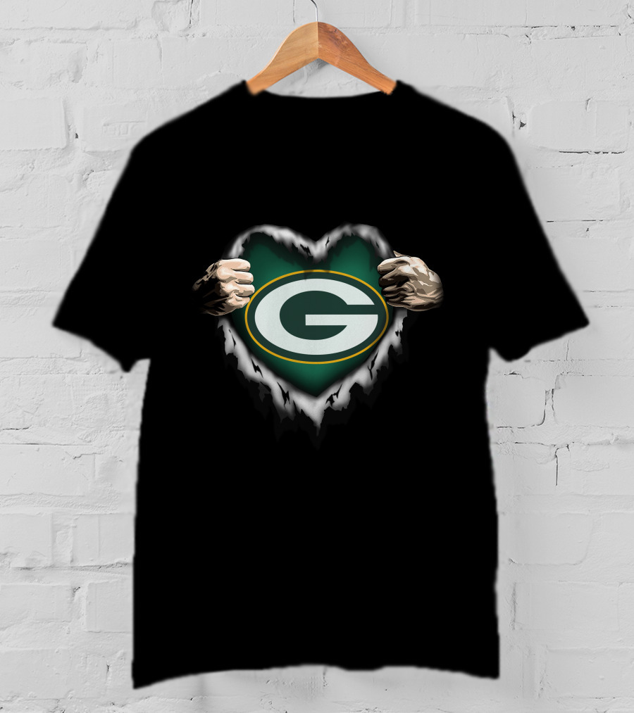 Green Bay Packers Heart Ripped Open T-Shirt