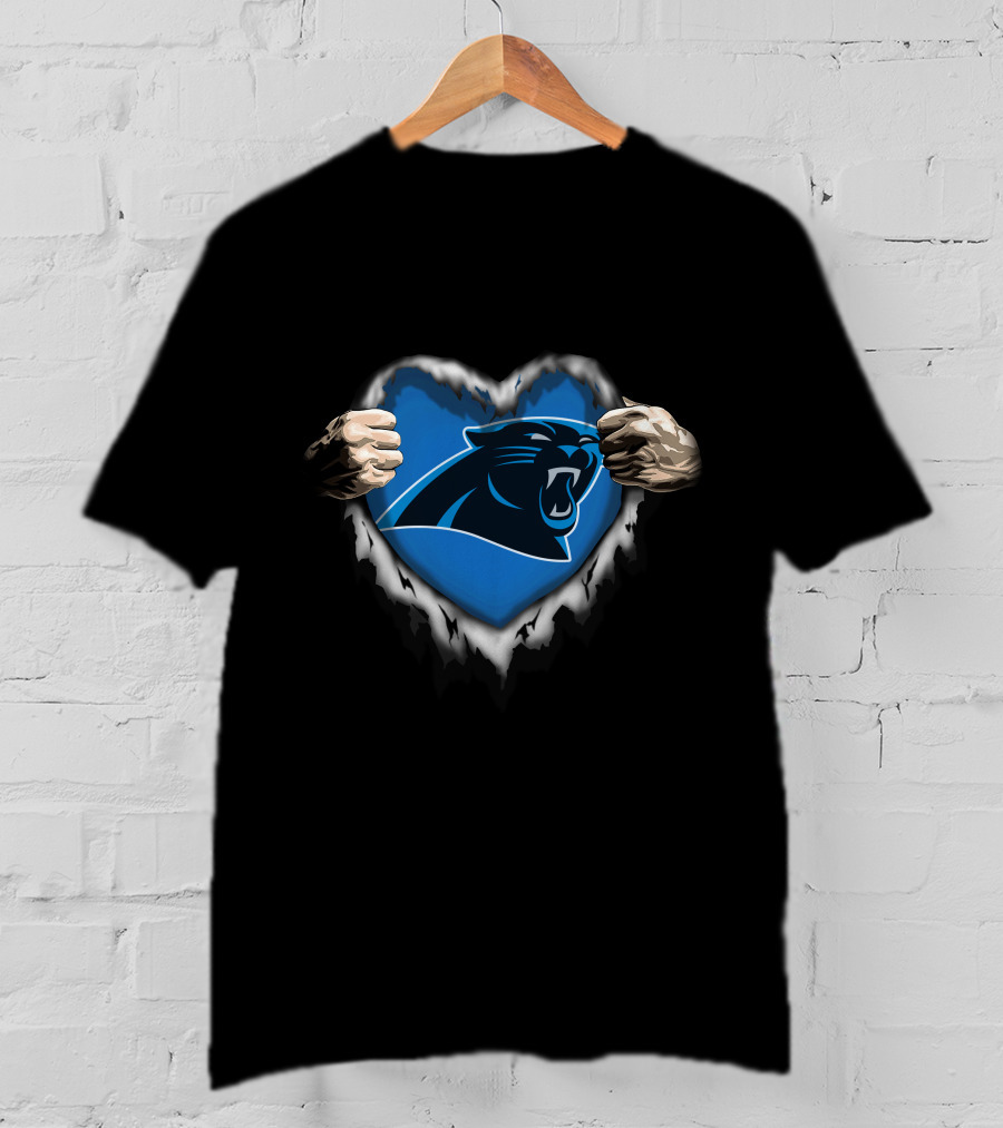 Carolina Panthers Ripped Heart T-Shirt