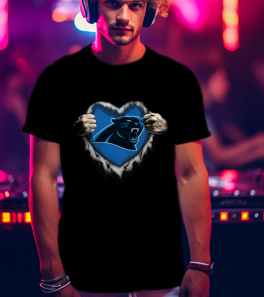 Carolina Panthers Ripped Heart T-Shirt