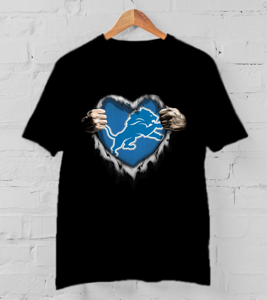 Detroit Lions Heart Ripped Through T-Shirt