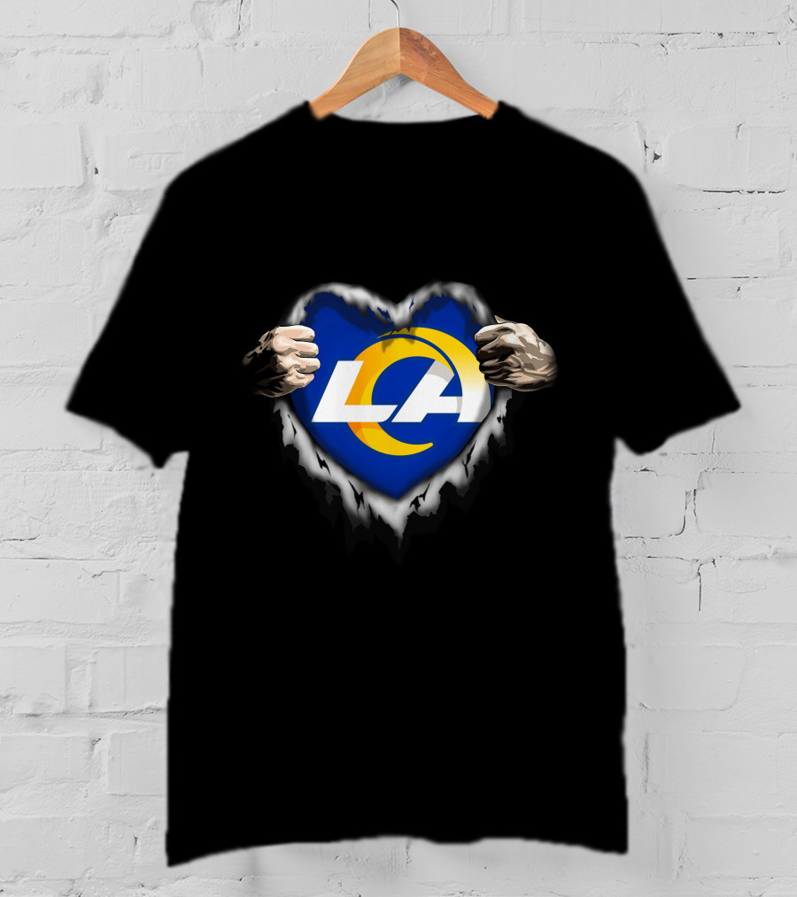 Los Angeles Rams LA Heart Ripped T-Shirt
