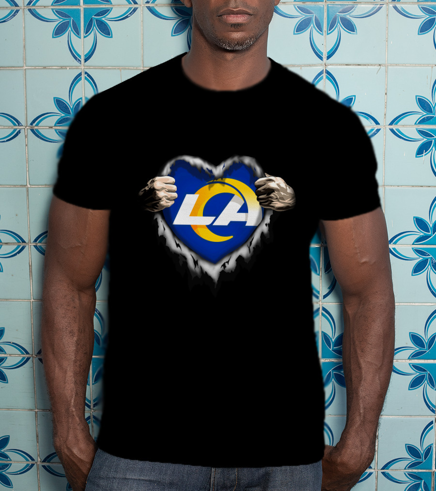 Los Angeles Rams LA Heart Ripped T-Shirt