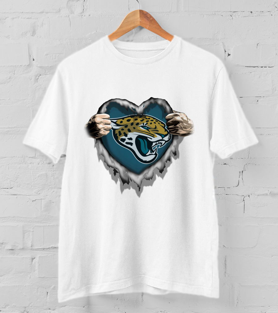 Jacksonville Jaguars Ripped Heart T-Shirt