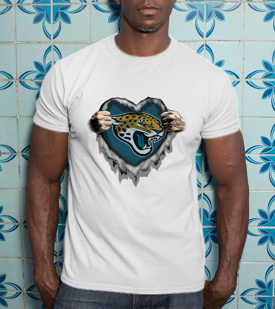Jacksonville Jaguars Ripped Heart T-Shirt