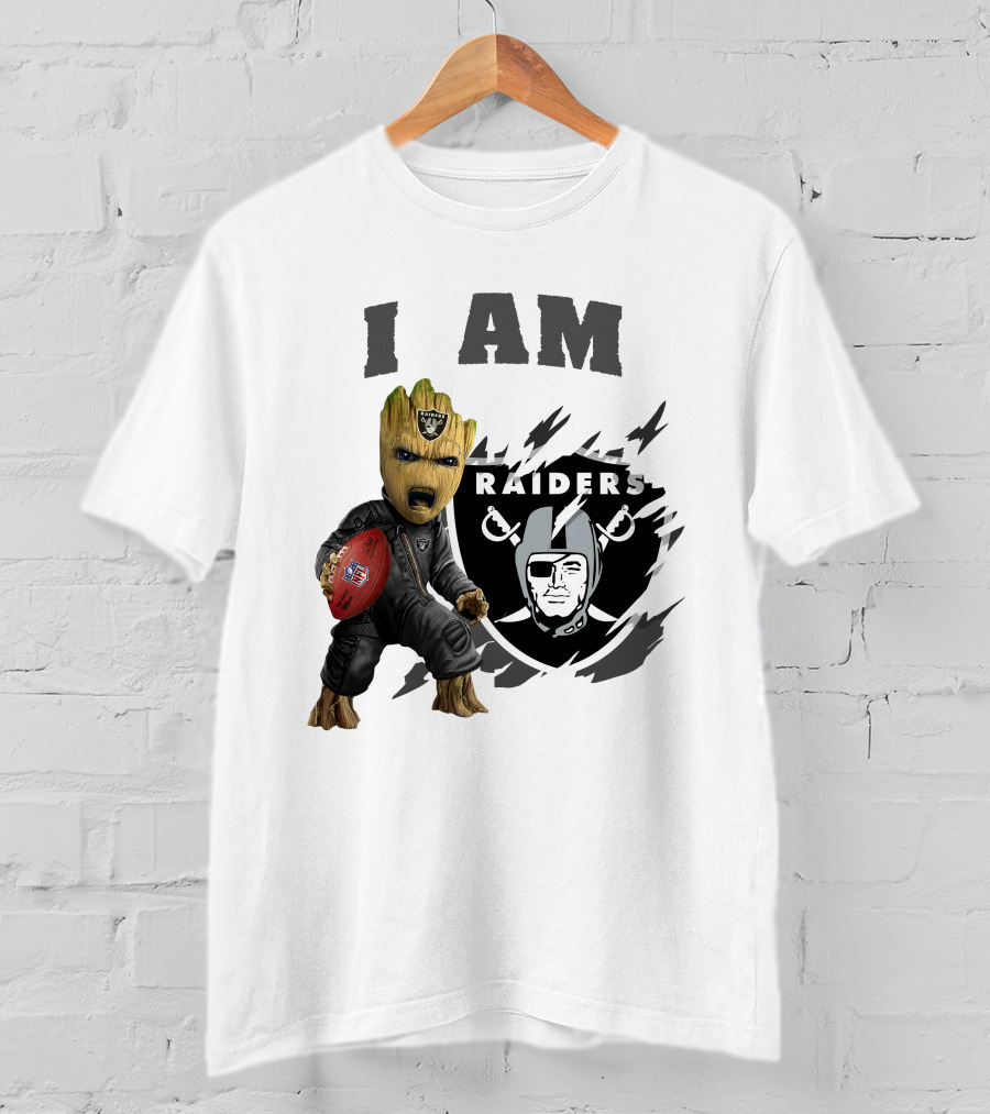 I Am Groot Raiders Football Character With Las Vegas Raiders T-Shirt