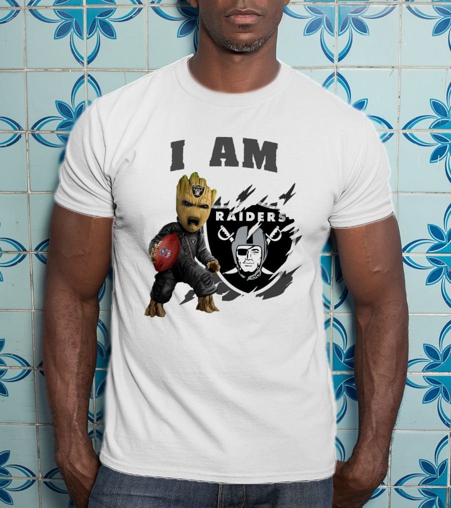 I Am Groot Raiders Football Character With Las Vegas Raiders T-Shirt