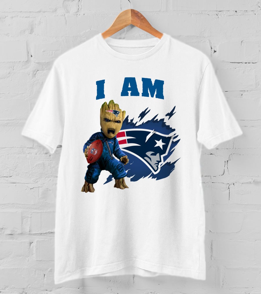 I Am Groot New England Patriots Football Character With Team T-Shirt