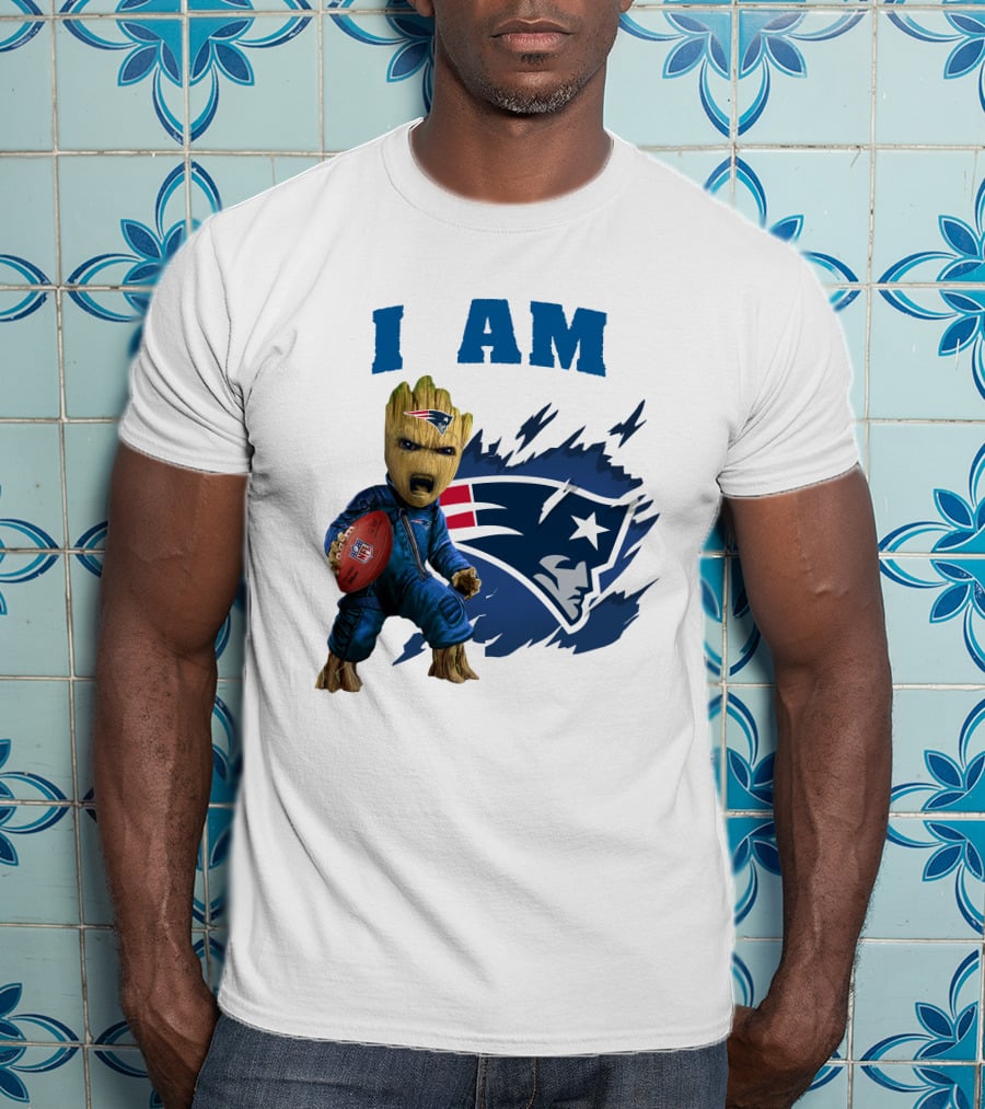 I Am Groot New England Patriots Football Character With Team T-Shirt
