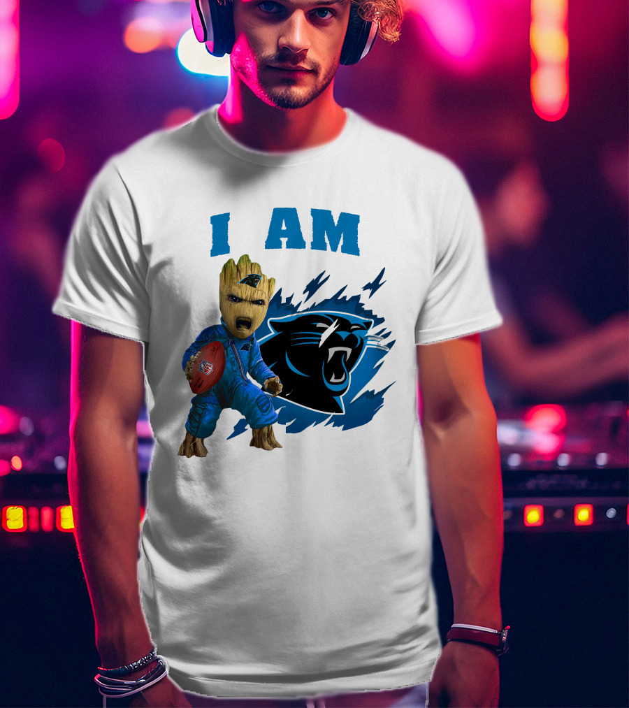 I Am Groot Carolina Panthers NFL Football Groot With Panthers T-Shirt
