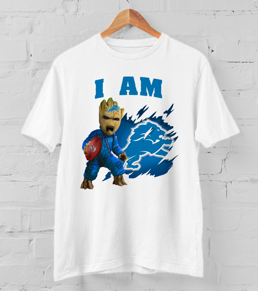 I Am Groot Detroit Lions Football Fan Mashup T-Shirt