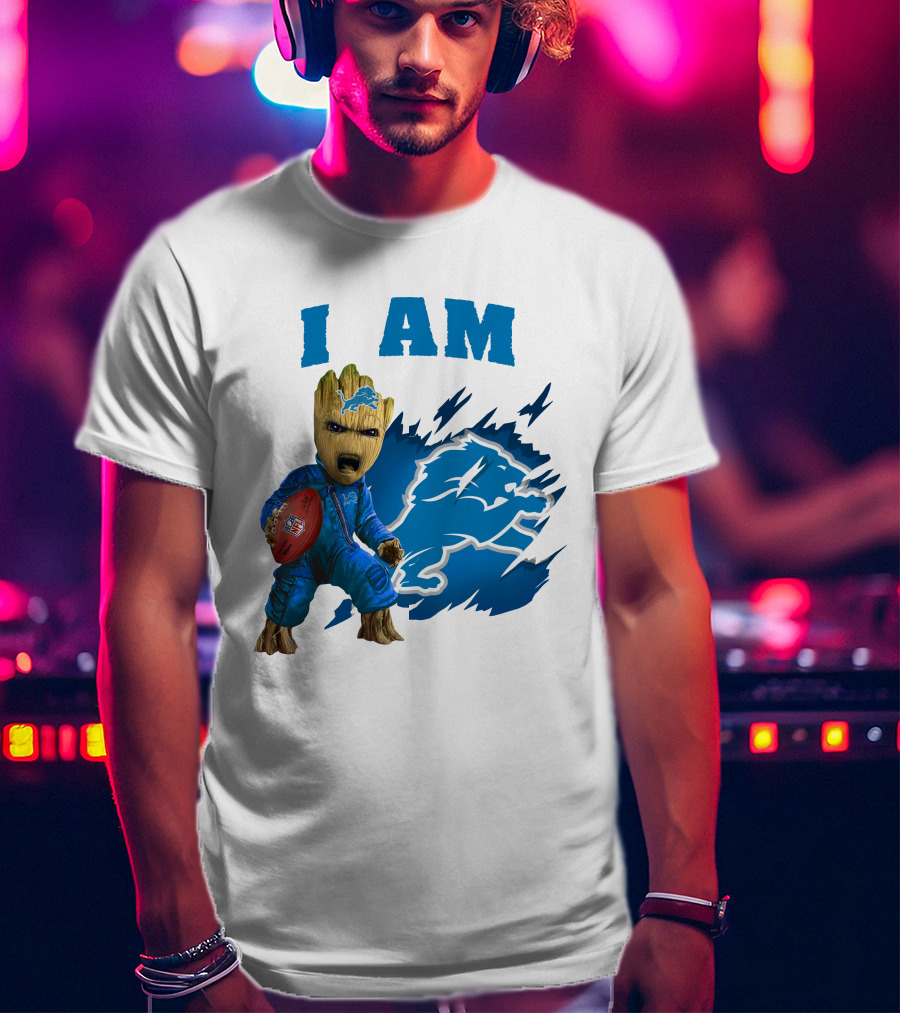I Am Groot Detroit Lions Football Fan Mashup T-Shirt