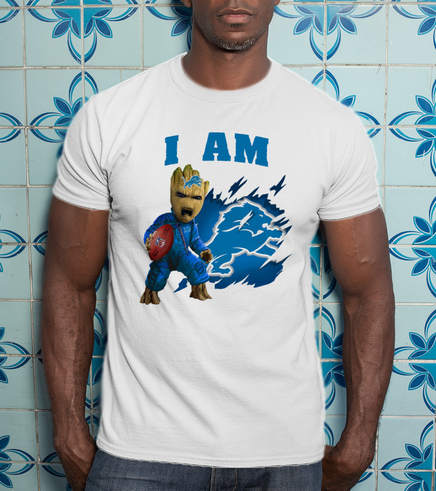 I Am Groot Detroit Lions Football Fan Mashup T-Shirt