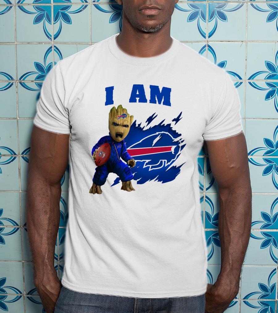 Groot Holding Football Buffalo Bills Logo I Am T-Shirt