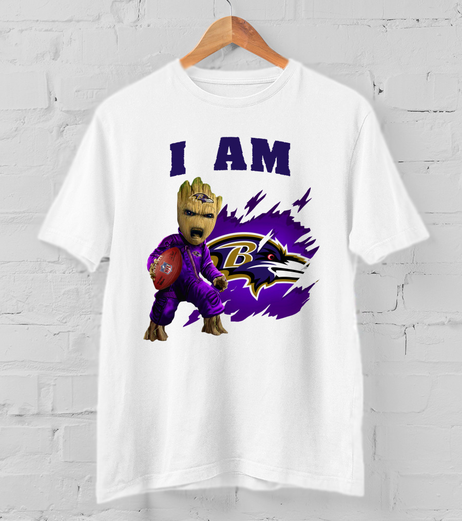 I Am Groot Baltimore Ravens Football Fan T-Shirt