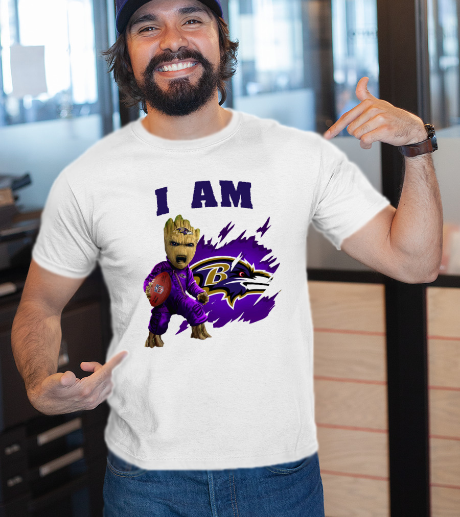 I Am Groot Baltimore Ravens Football Fan T-Shirt