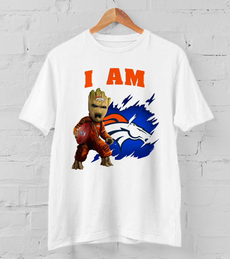I Am Groot Denver Broncos Football Fan Character T-Shirt