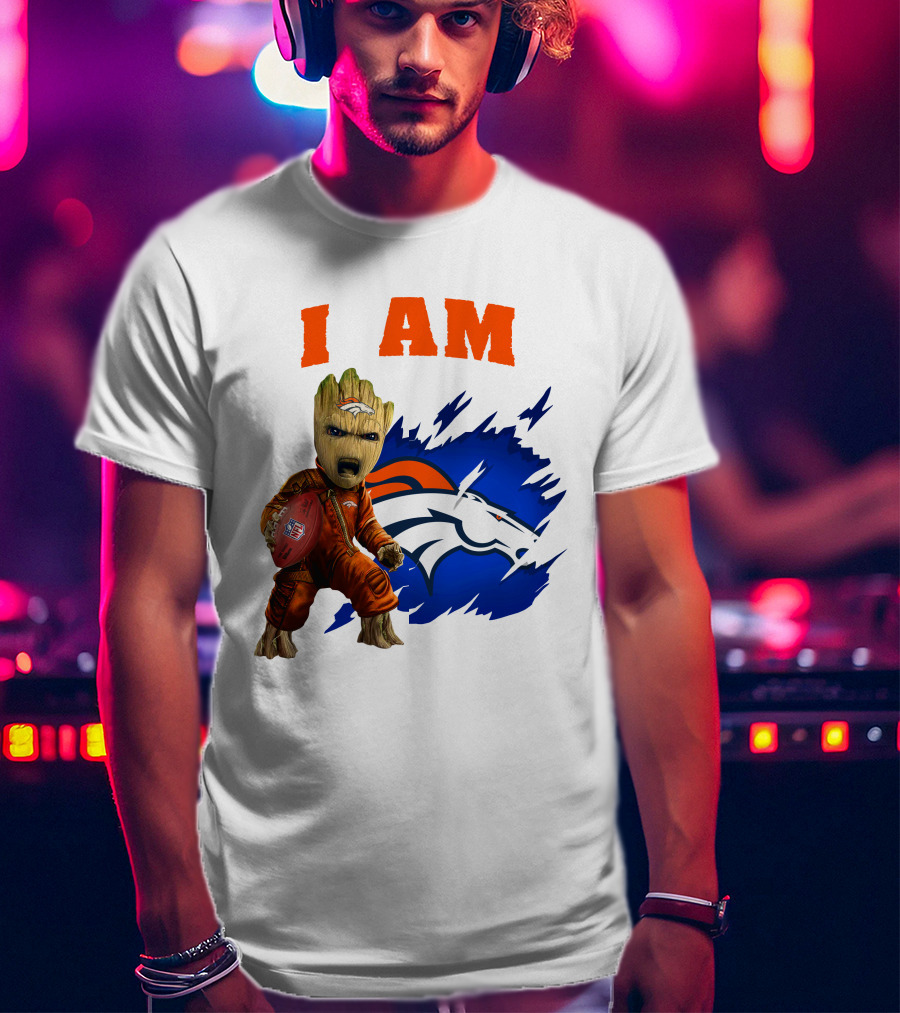 I Am Groot Denver Broncos Football Fan Character T-Shirt