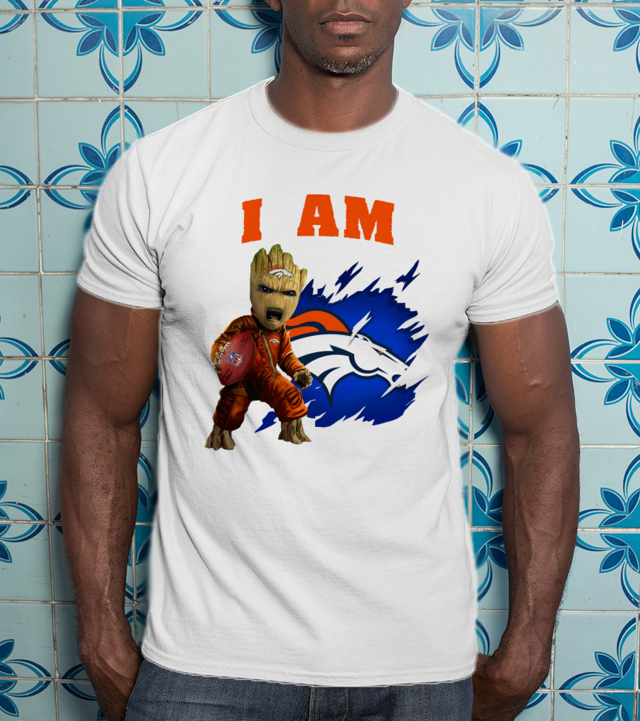 I Am Groot Denver Broncos Football Fan Character T-Shirt