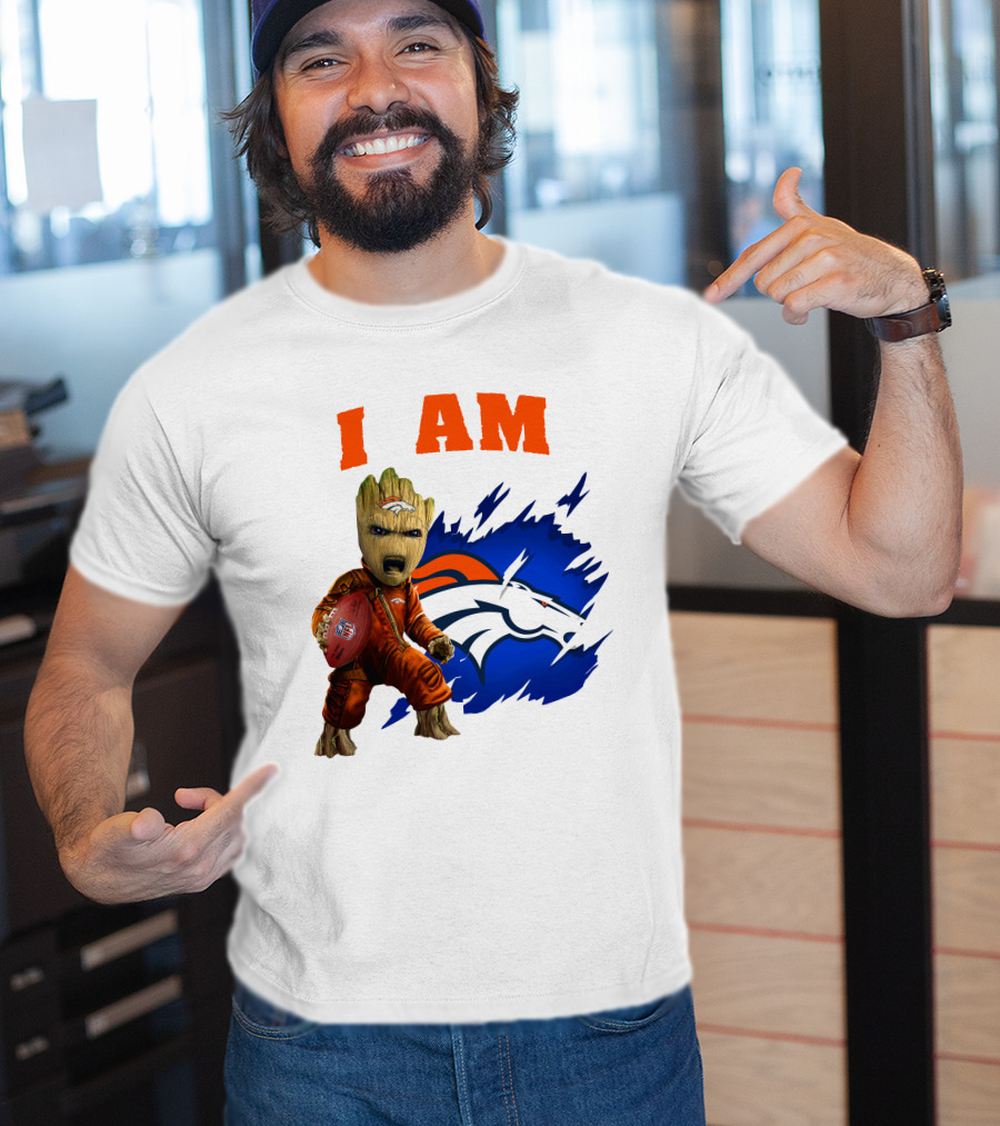 I Am Groot Denver Broncos Football Fan Character T-Shirt
