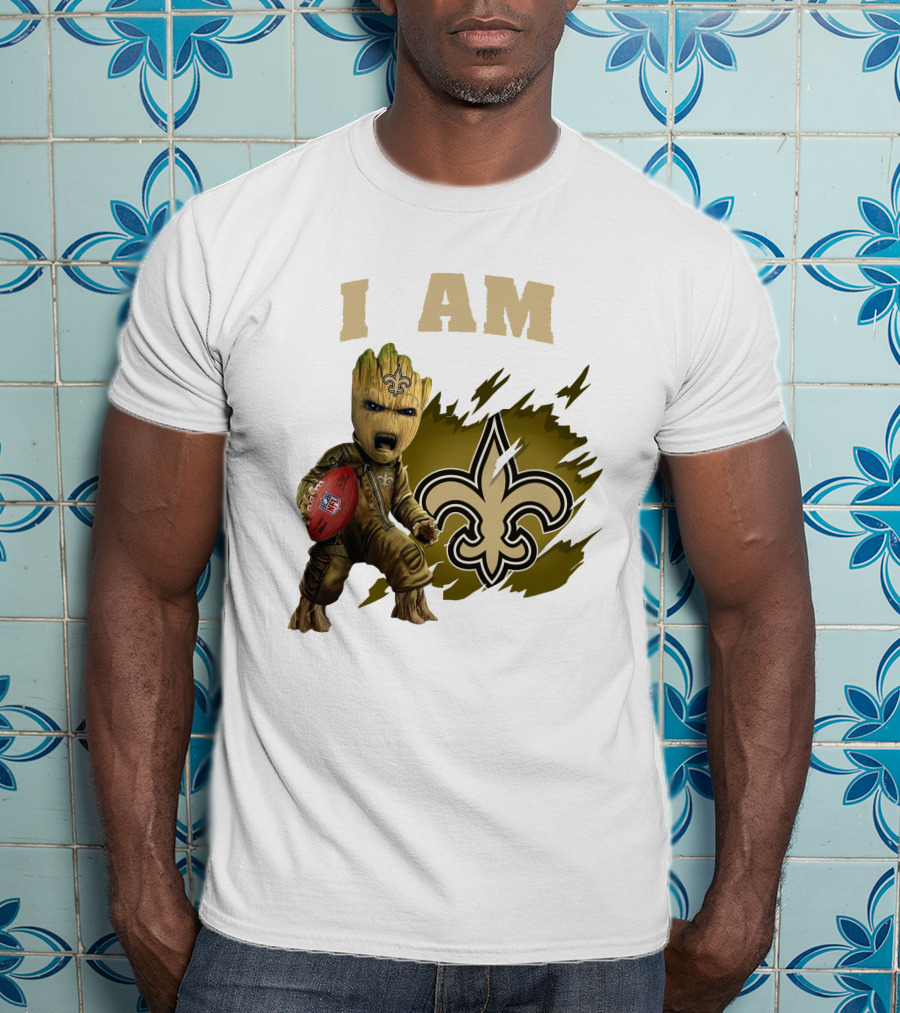 I Am Groot New Orleans Saints Football Fleur-de-lis T-Shirt