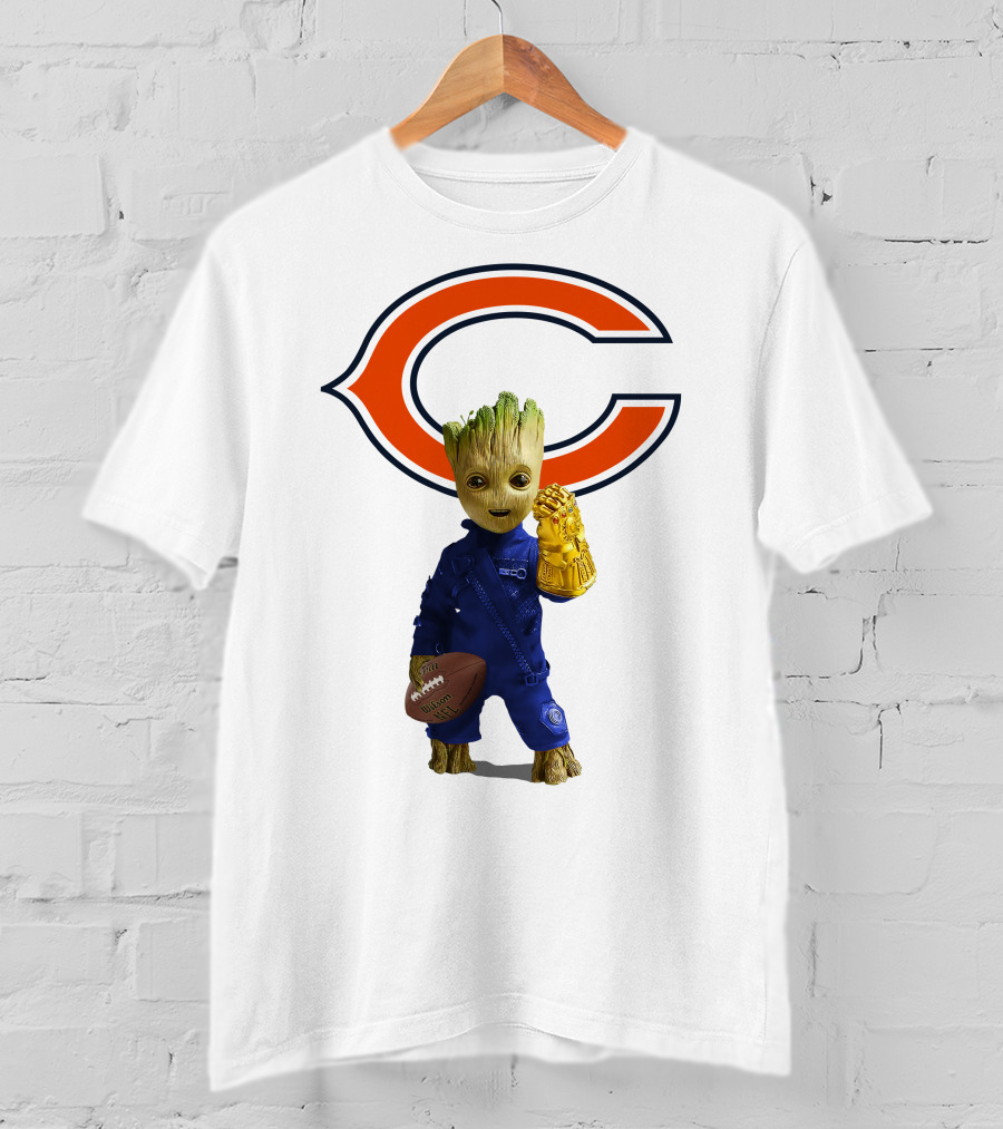 Chicago Bears Groot Football Infinity Gauntlet T-Shirt