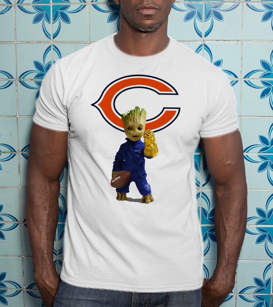 Chicago Bears Groot Football Infinity Gauntlet T-Shirt
