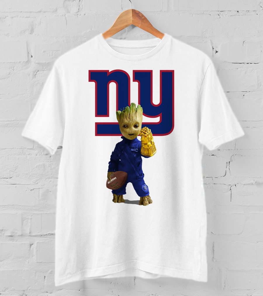NY Giants Groot Football Infinity Gauntlet T-Shirt