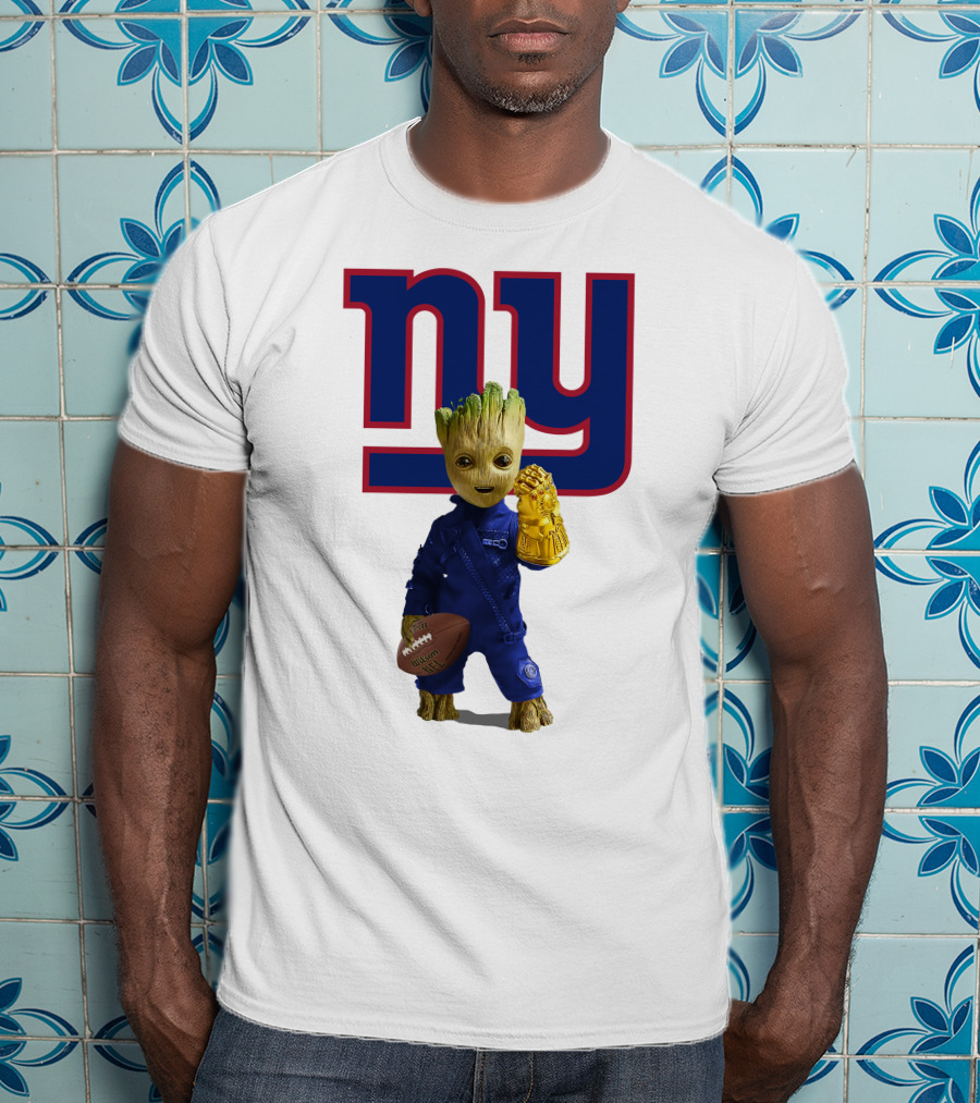 NY Giants Groot Football Infinity Gauntlet T-Shirt
