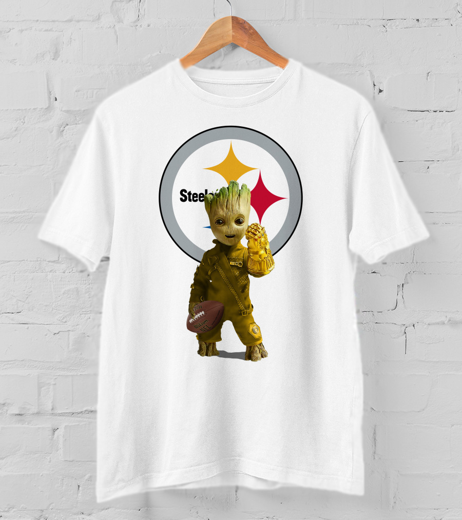 Pittsburgh Steelers Groot Football Infinity Gauntlet Fan T-Shirt
