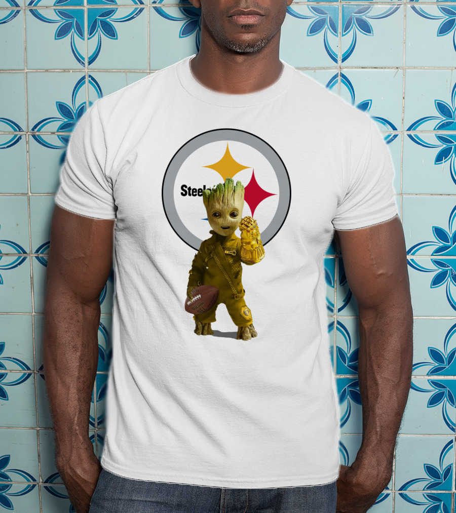 Pittsburgh Steelers Groot Football Infinity Gauntlet Fan T-Shirt