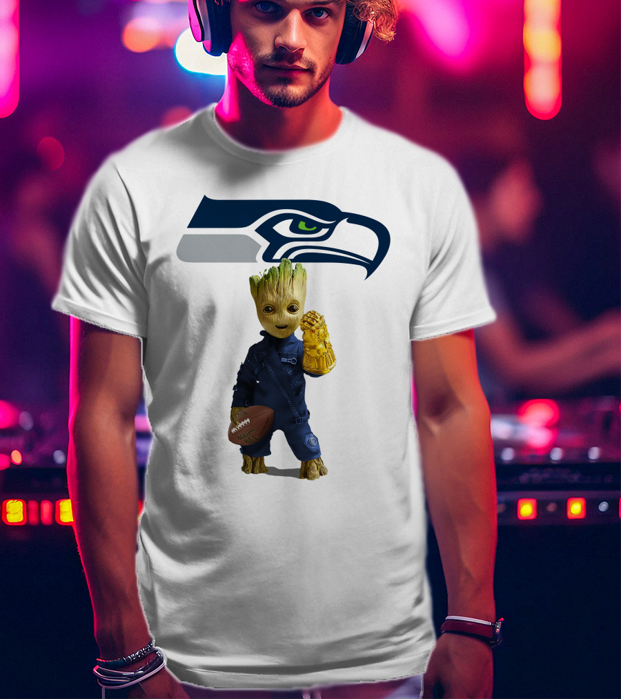 Seattle Seahawks Groot Football Infinity Glove T-Shirt