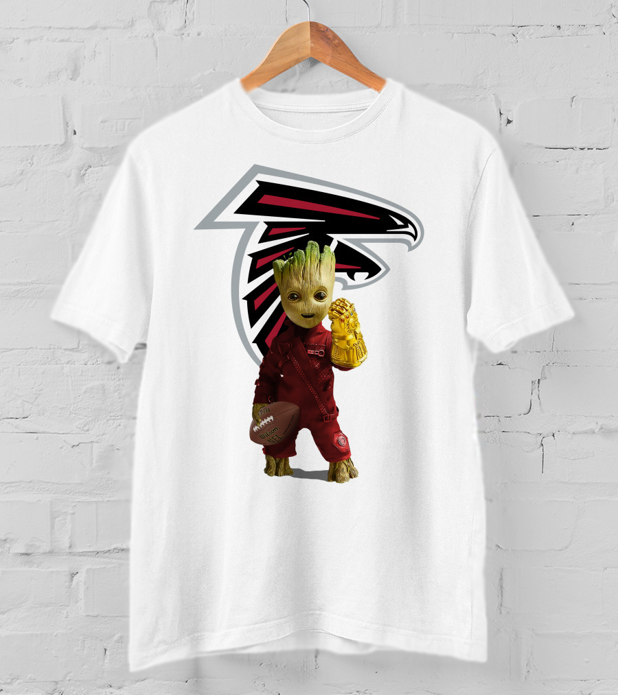 Atlanta Falcons Groot Holding Football And Glove T-Shirt