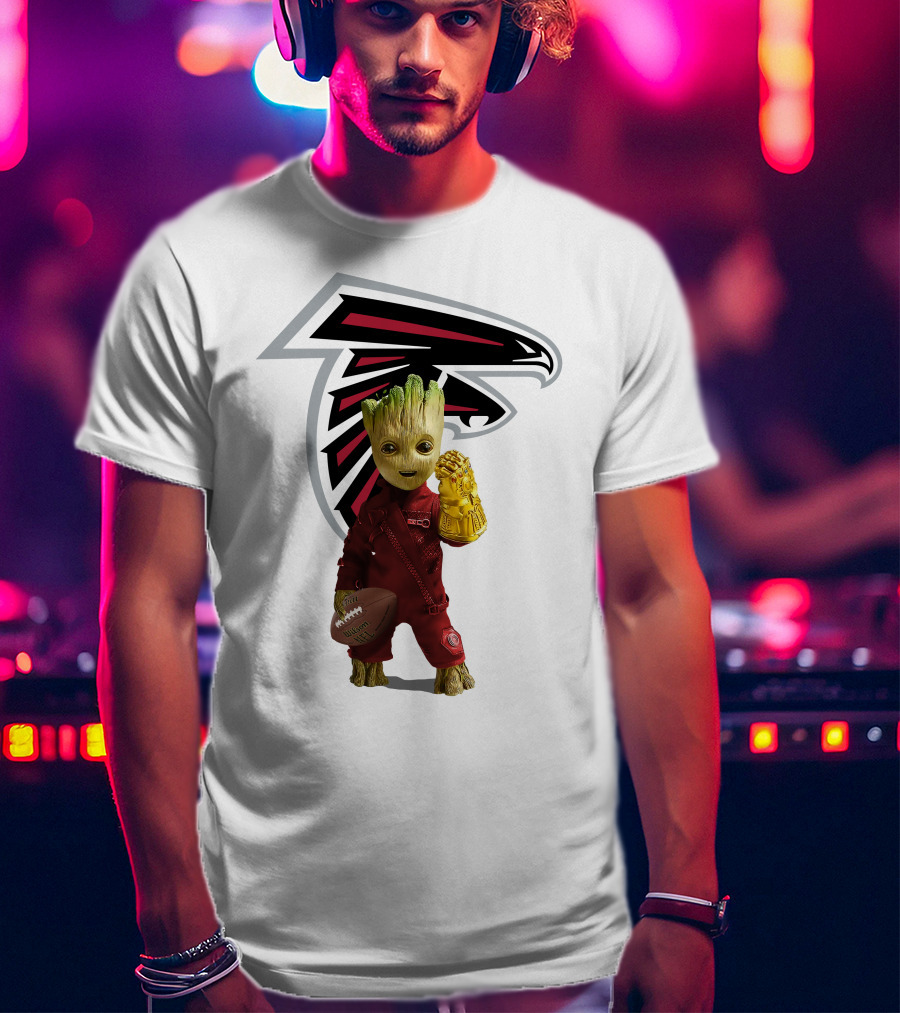 Atlanta Falcons Groot Holding Football And Glove T-Shirt