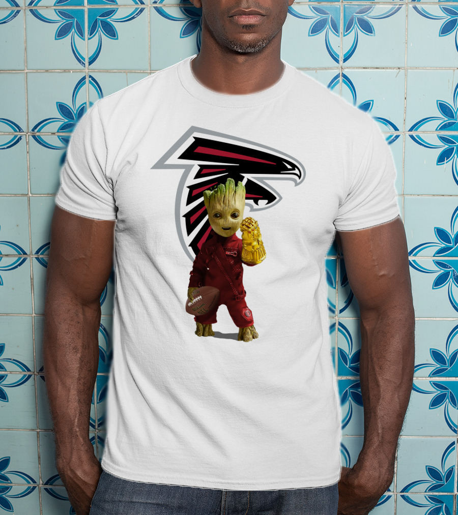 Atlanta Falcons Groot Holding Football And Glove T-Shirt