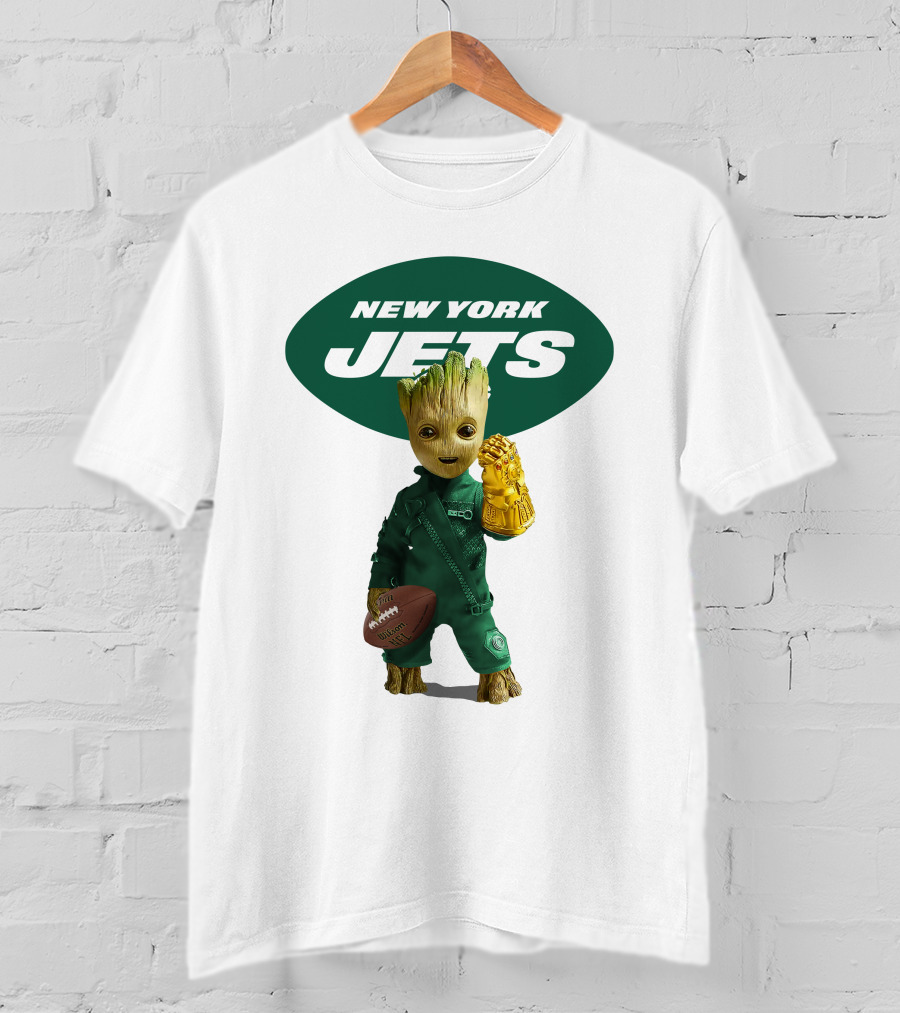 New York Jets Groot Football Marvel Crossover T-Shirt