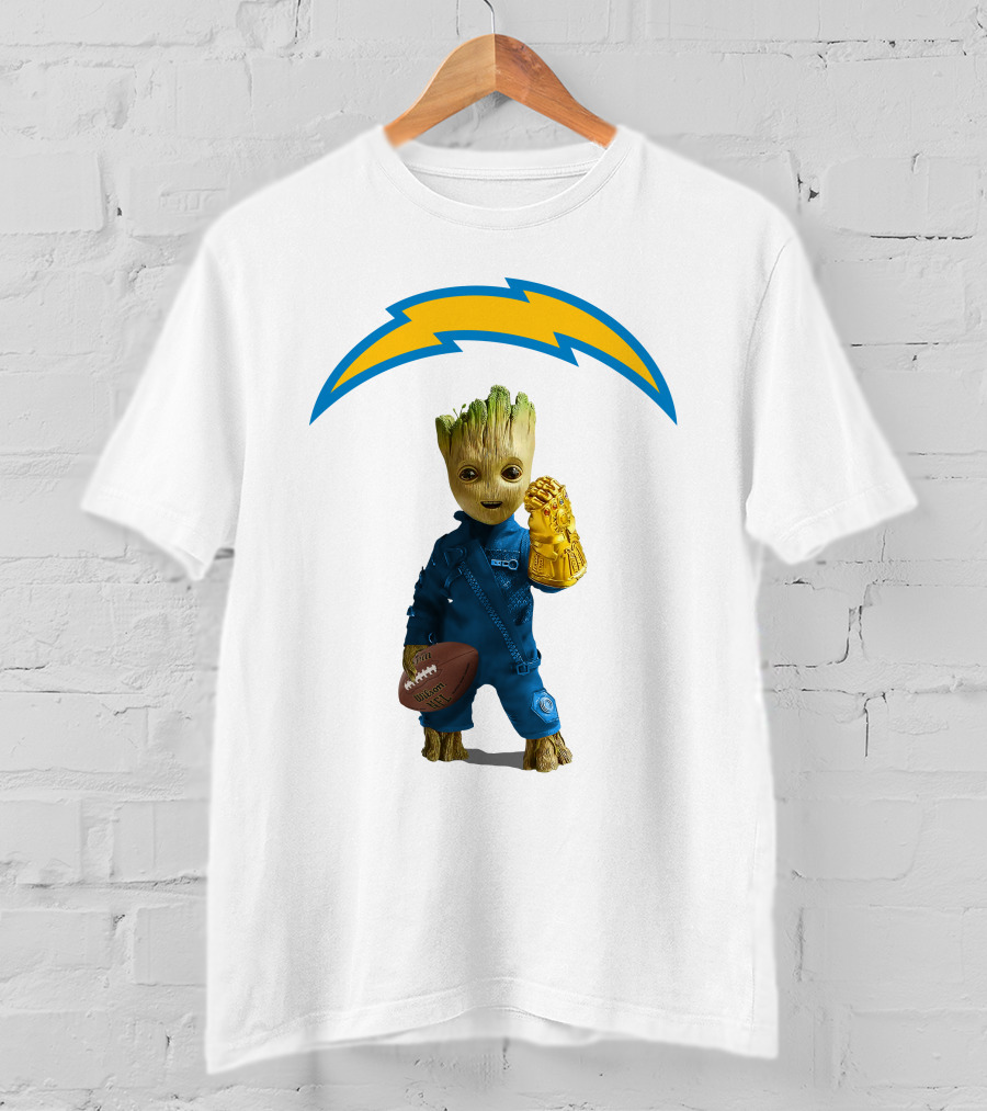 Los Angeles Chargers Groot Infinity Gauntlet Football T-Shirt