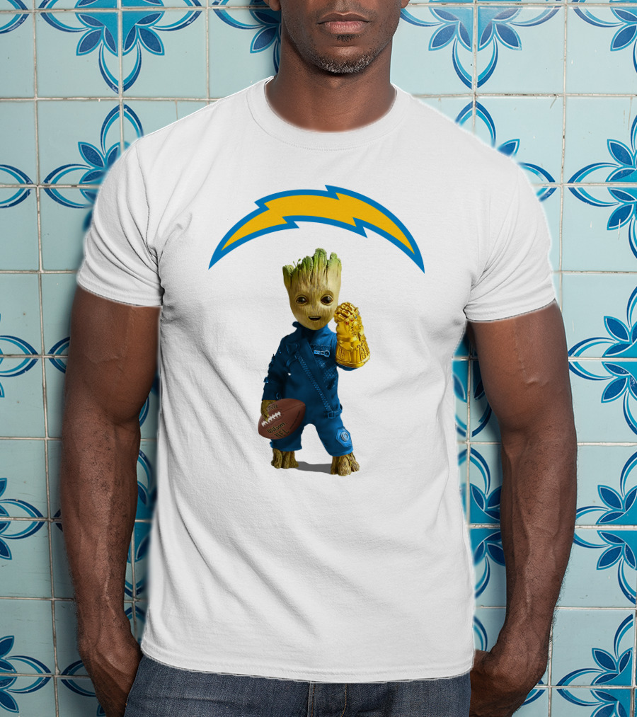 Los Angeles Chargers Groot Infinity Gauntlet Football T-Shirt