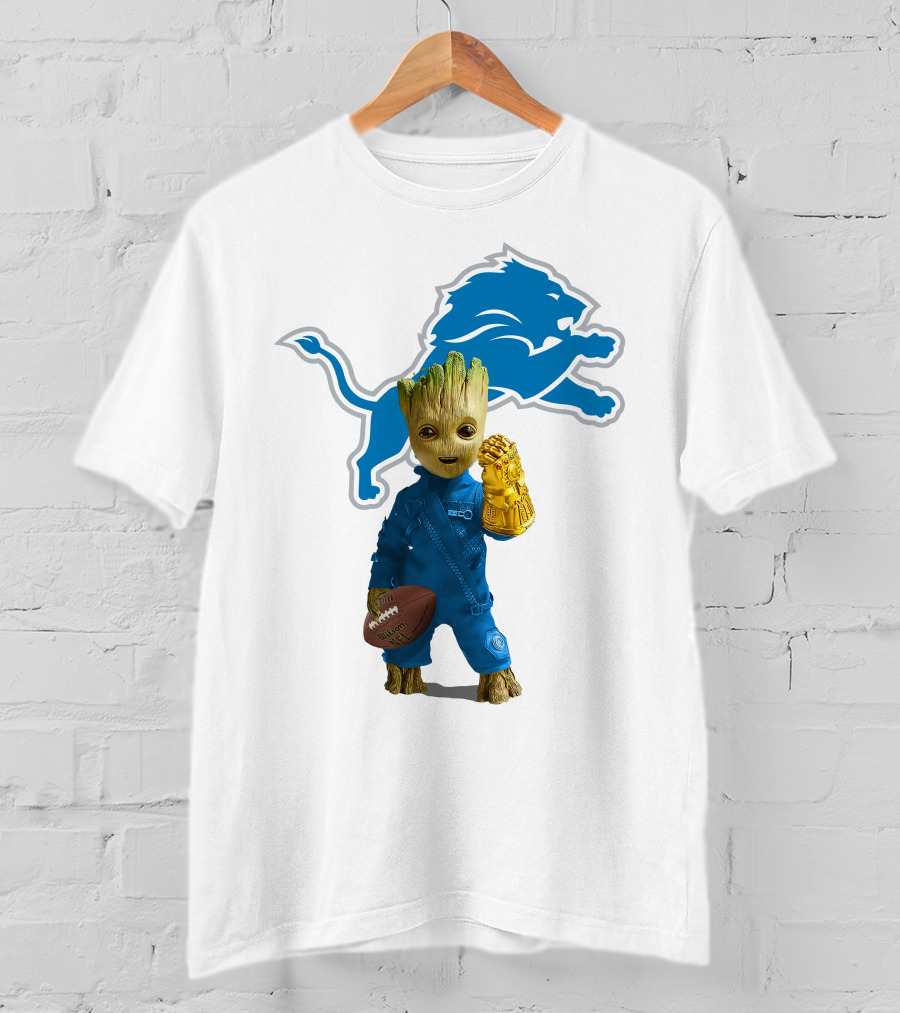 Detroit Lions Groot Avengers Football Mashup T-Shirt