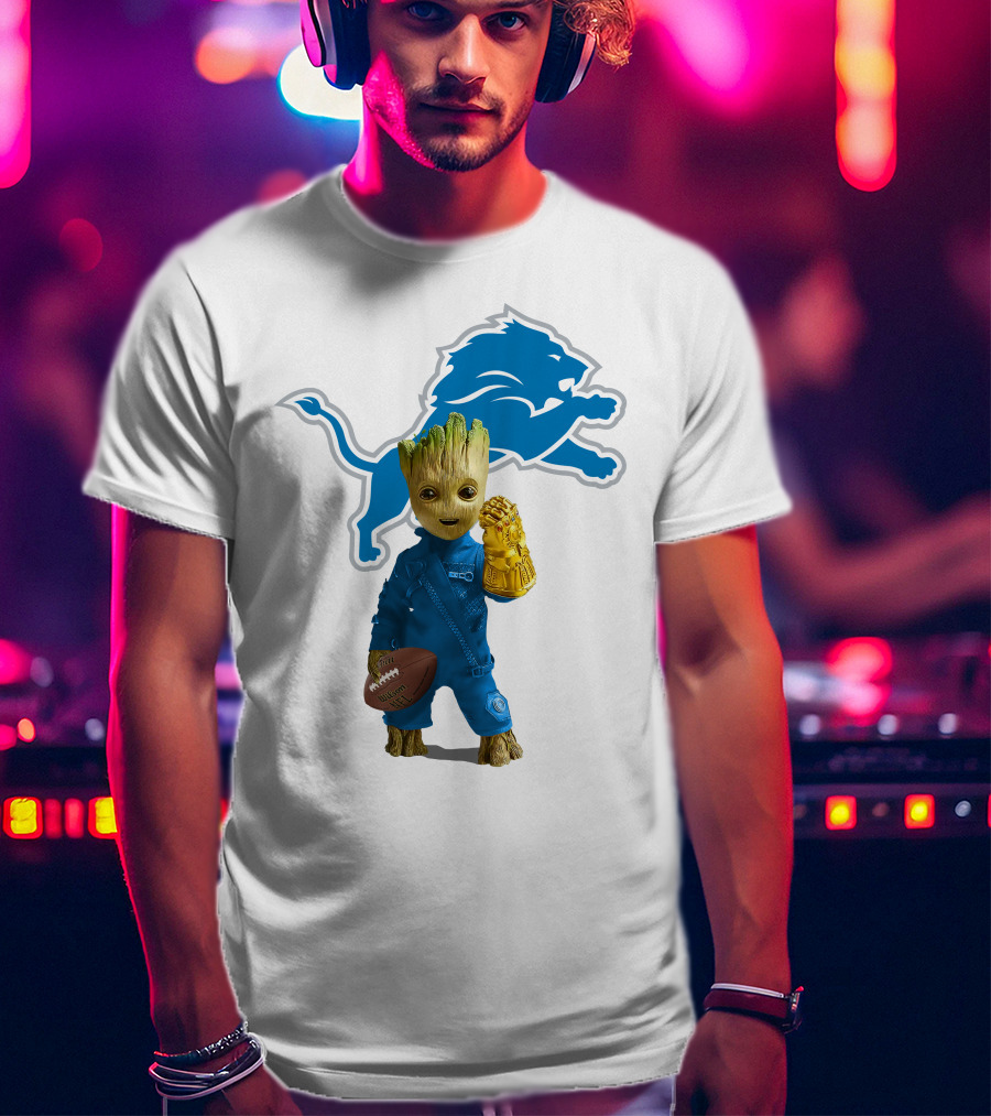 Detroit Lions Groot Avengers Football Mashup T-Shirt