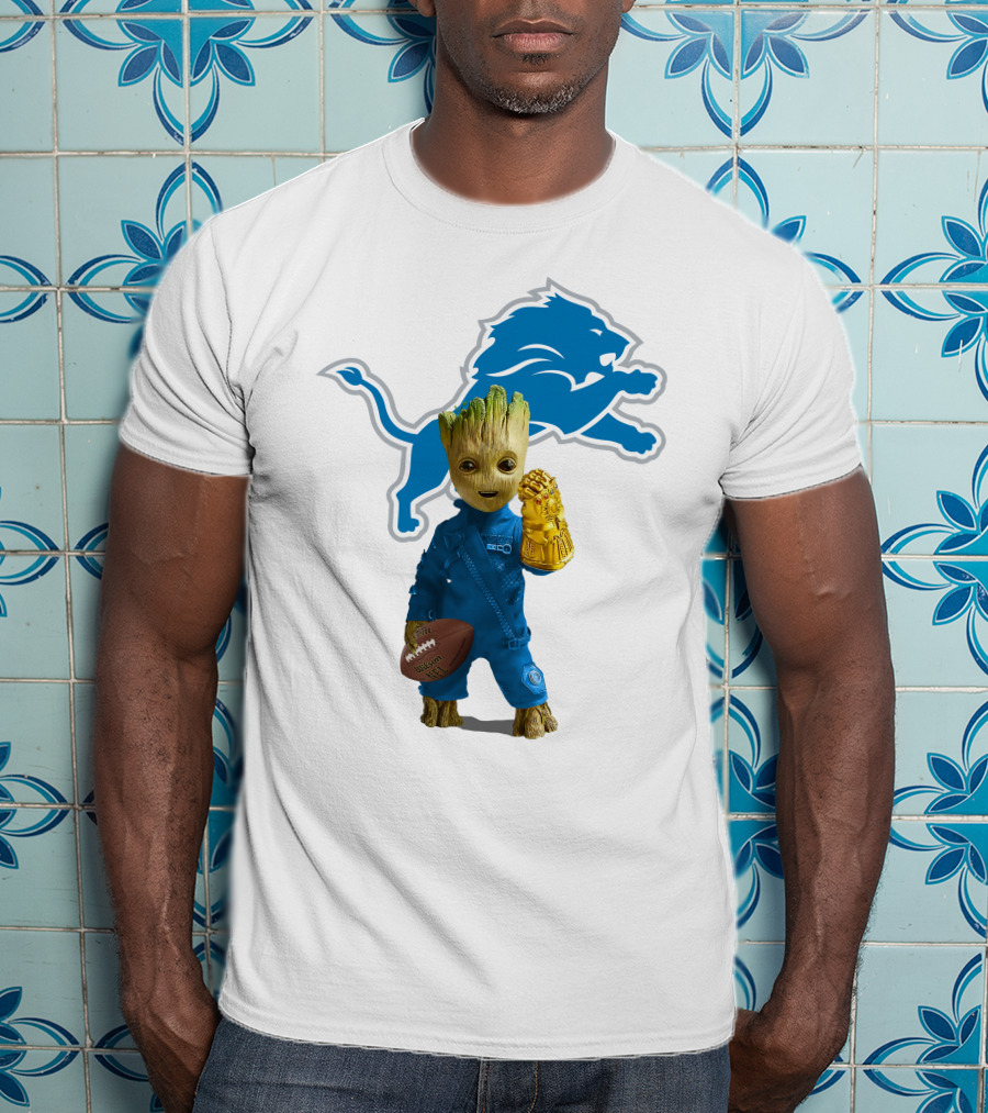 Detroit Lions Groot Avengers Football Mashup T-Shirt
